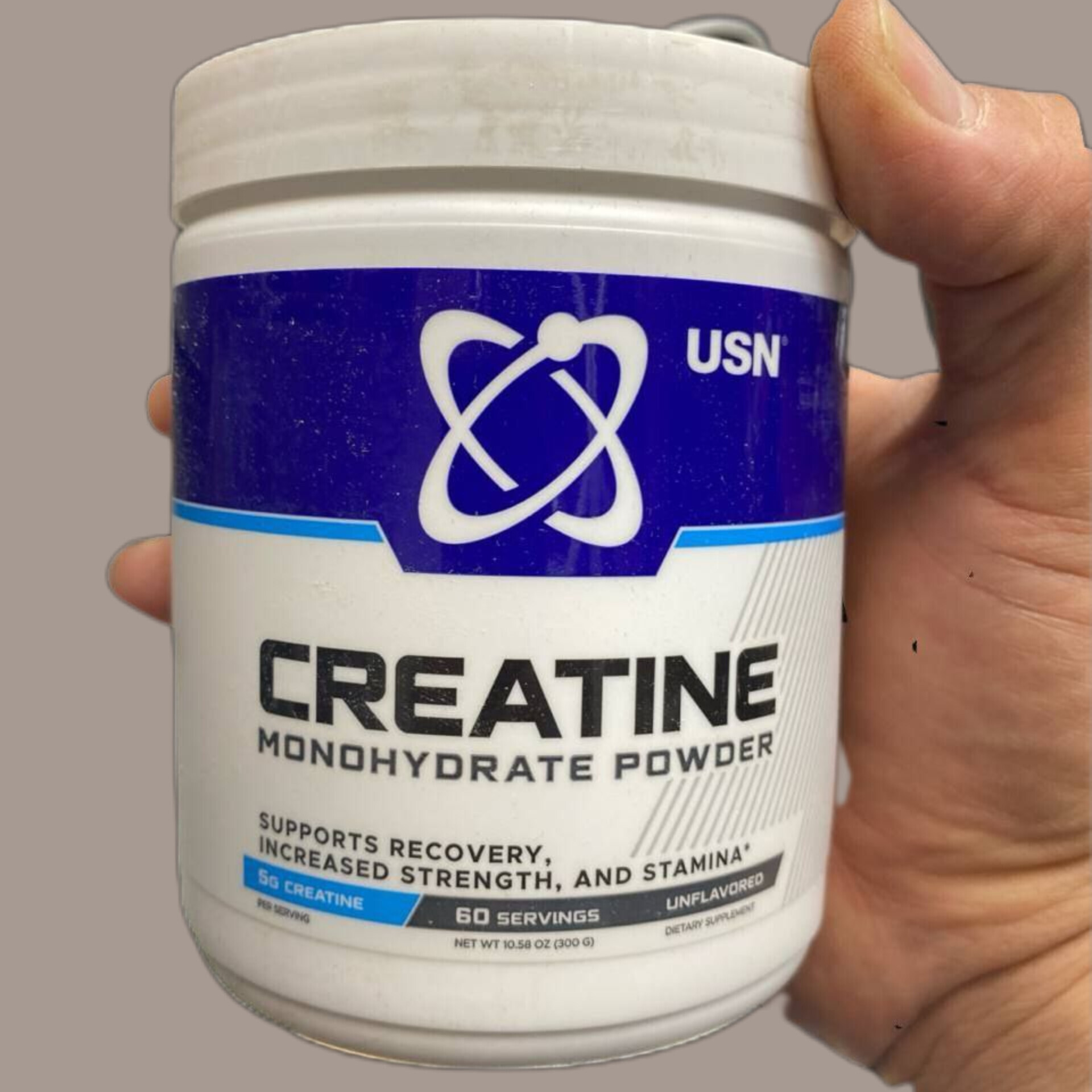  پودر کراتین مونوهیدرات یو اس ان بدون طعم 300 گرم 60 سروینگ USN CREATINE MONOHYDRATE 